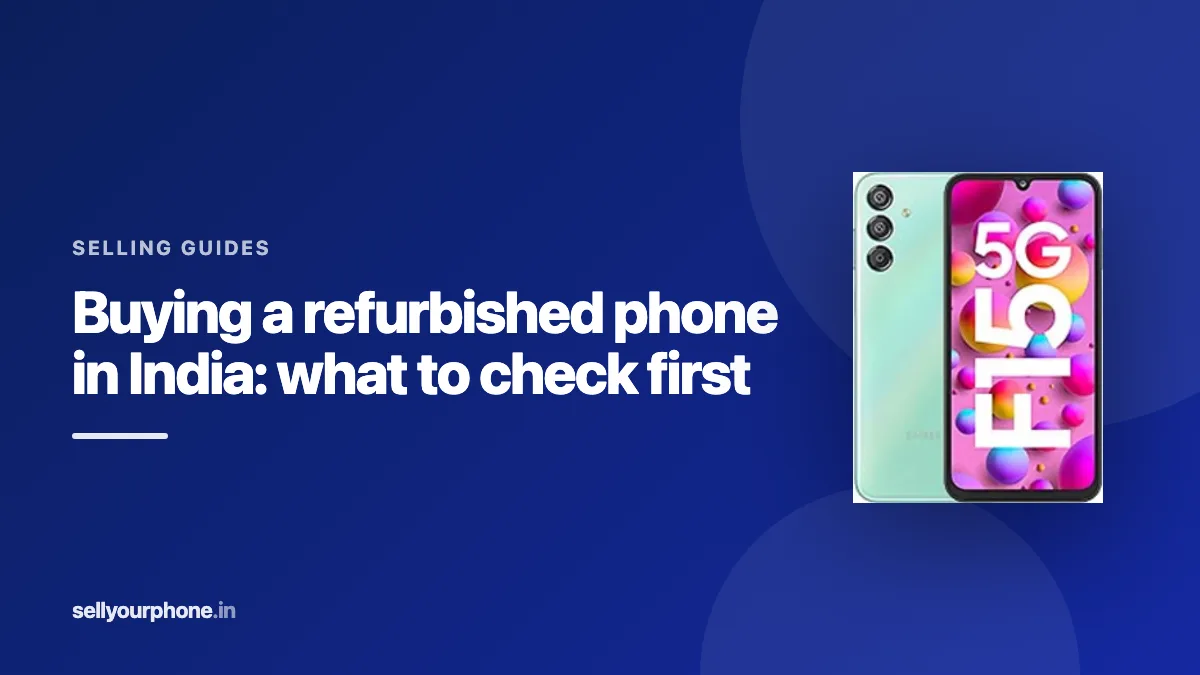 Illustration of a refurbished phone being inspected before purchase