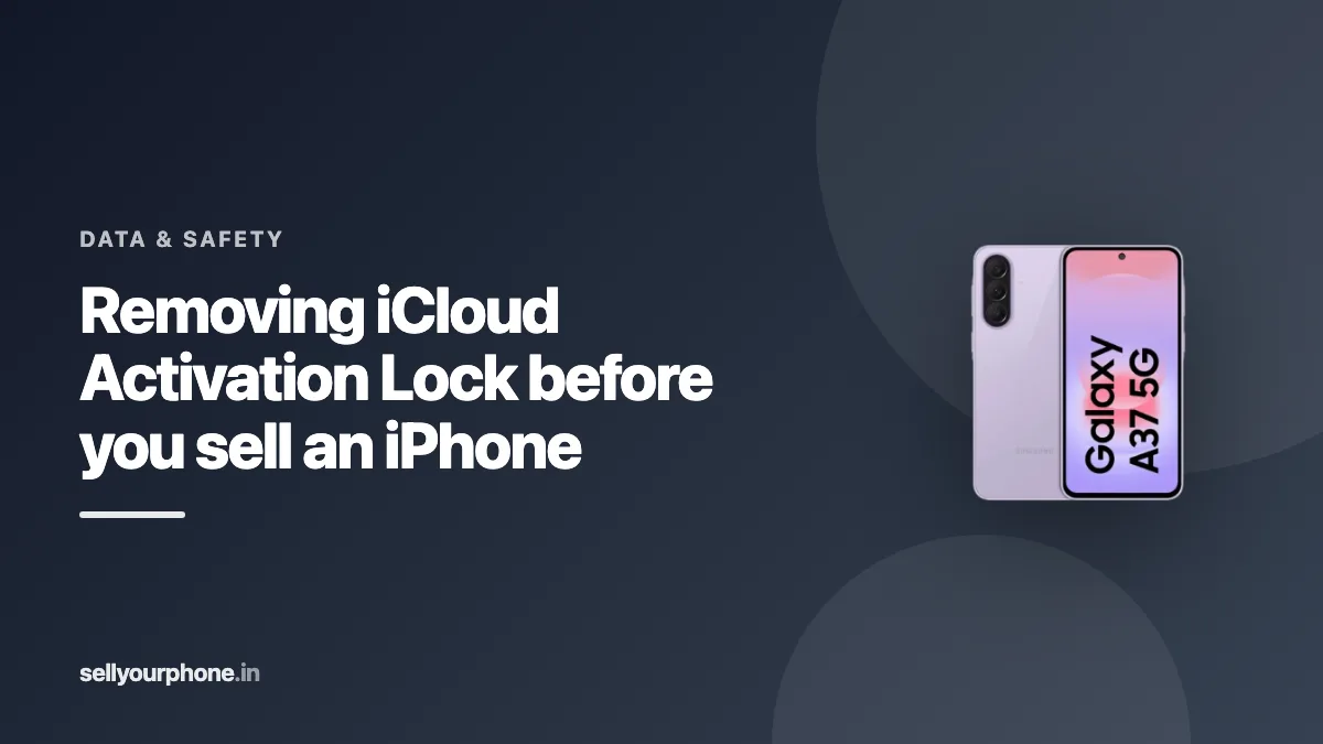 Illustration of an iPhone with an activation lock being released