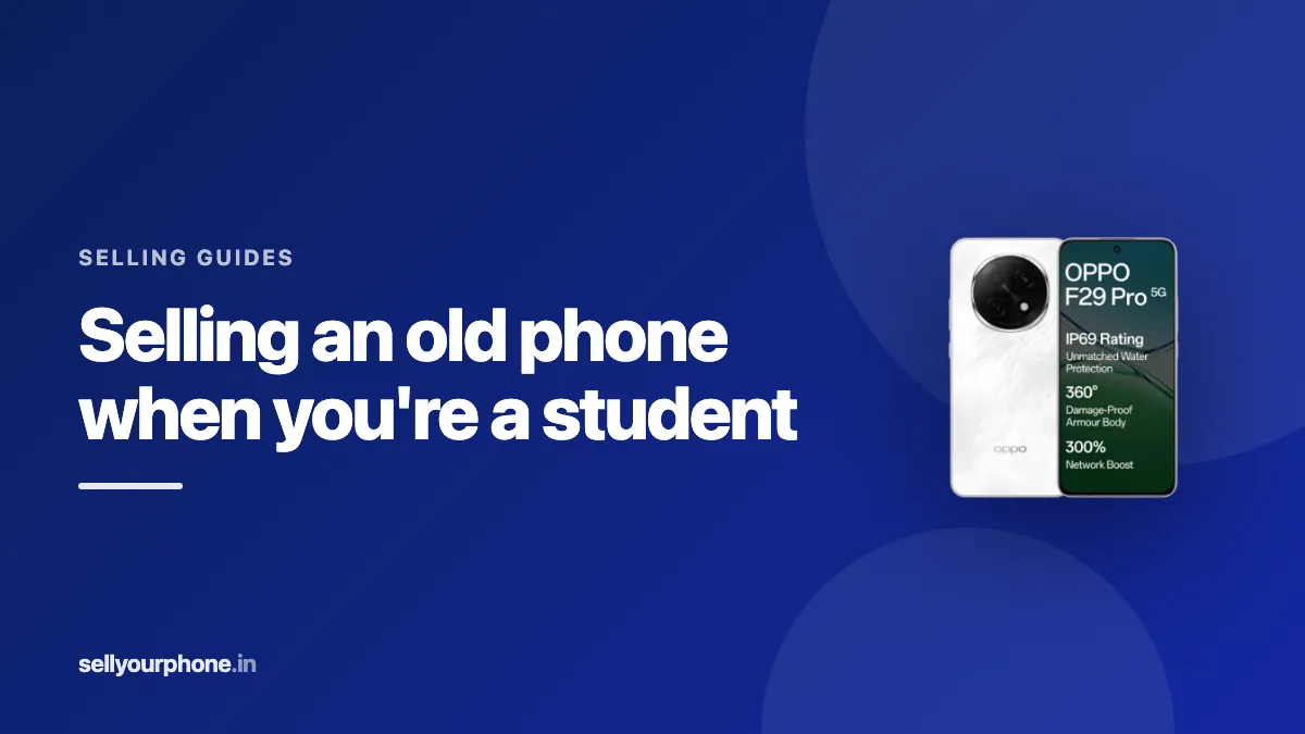 Illustration of a student selling an old phone for cash