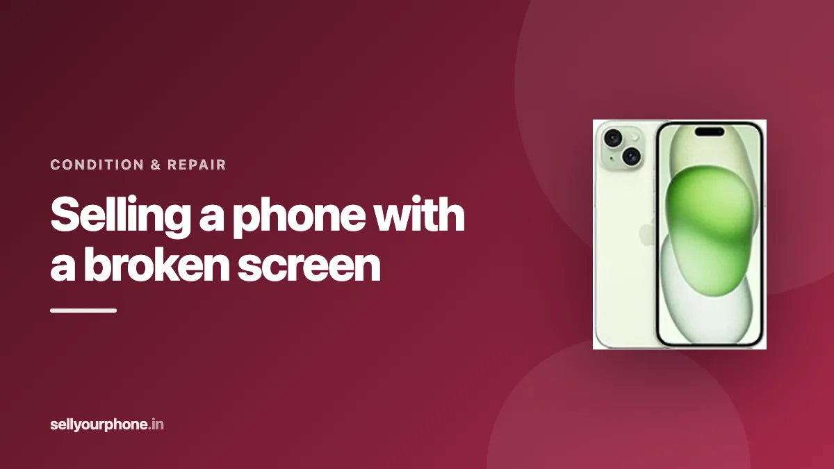 Illustration of a phone with a cracked screen being valued for resale